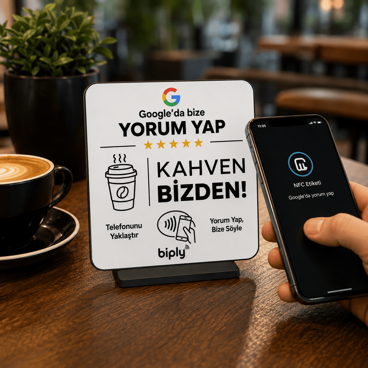 Kafede kullanılan kişiselleştirilmiş Kare NFC yorum ürünü